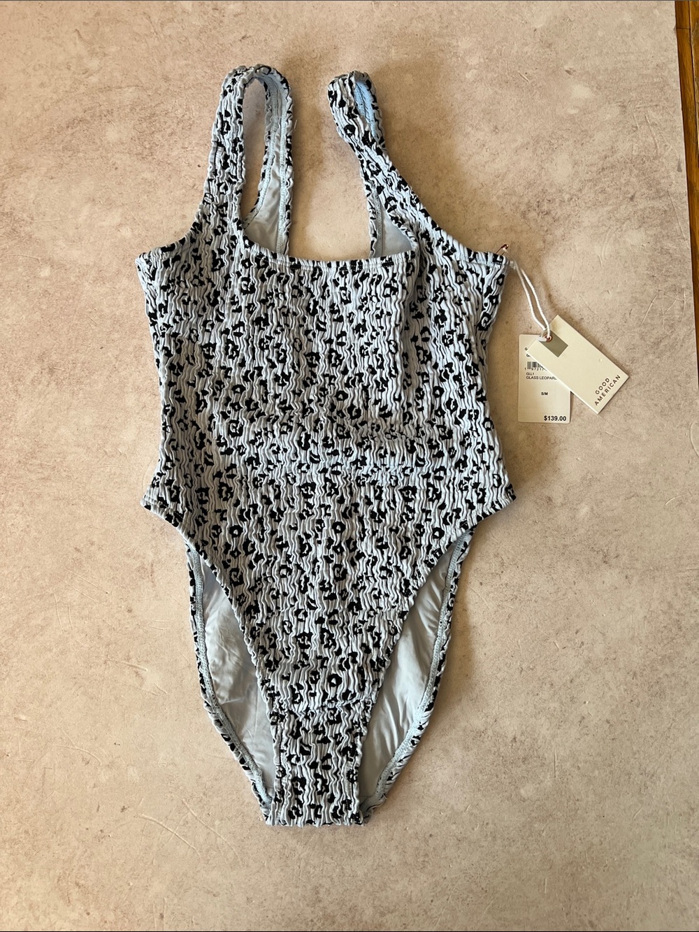 NWT Good American Glass Leopard Textured One-Piece Swimsuit